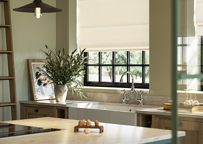 Florence Faux Suede, Fresh Cream - Motorised Roman Blind - Image 5